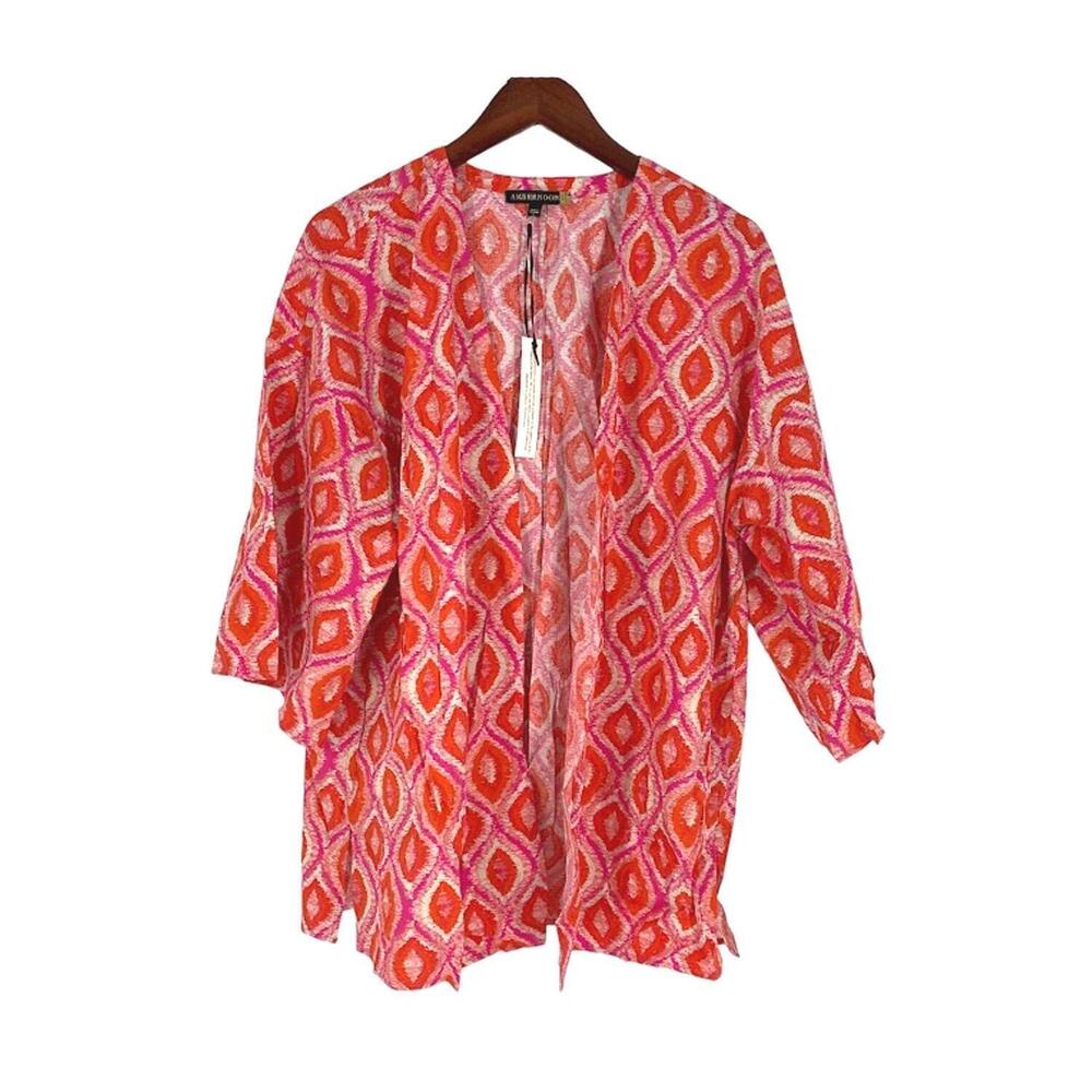 AmberNoon II by Dr. Erum Ilyas Woven Open Front Caftan Pink Multi - Regular